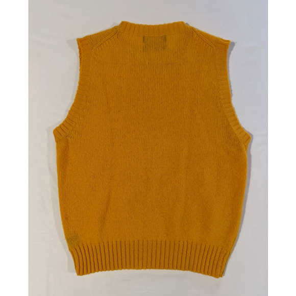 VTG Lady Van Heusen S Yellow Shetland Wool Cable Knit Sweater Vest Academia Gpa - Picture 2 of 7